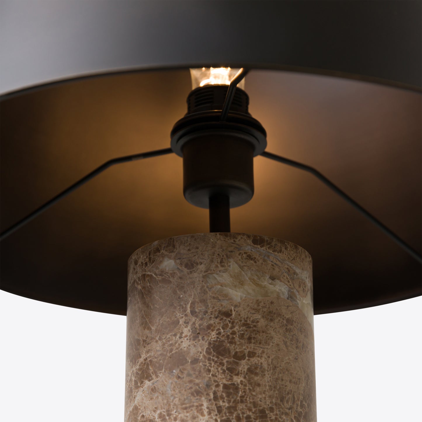 Cusco Beige Marble Table Lamp - Bronze Shade