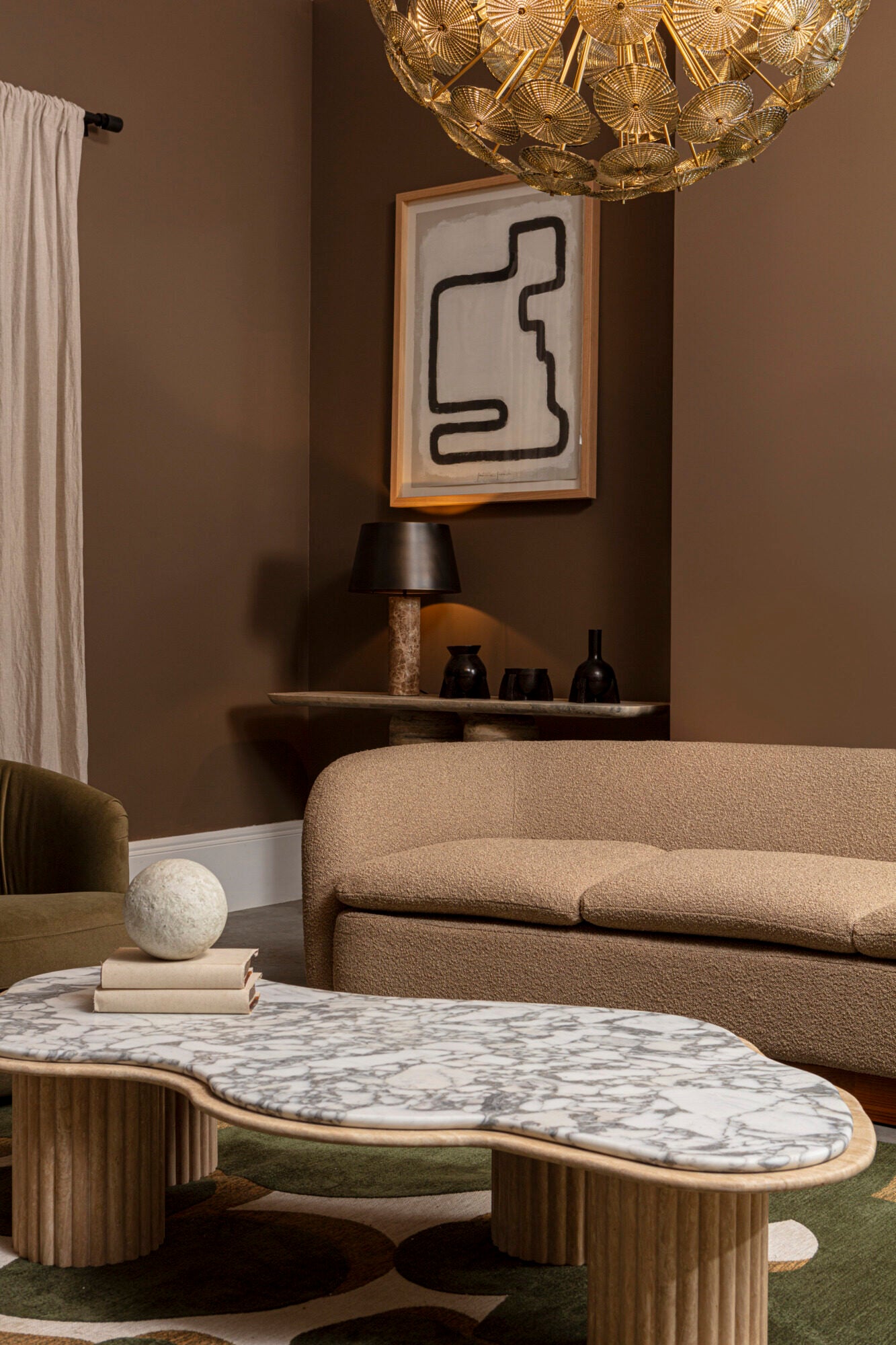 Cusco Beige Marble Table Lamp - Bronze Shade