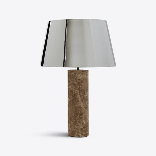 Cusco Beige Marble Table Lamp -  Nickel Shade