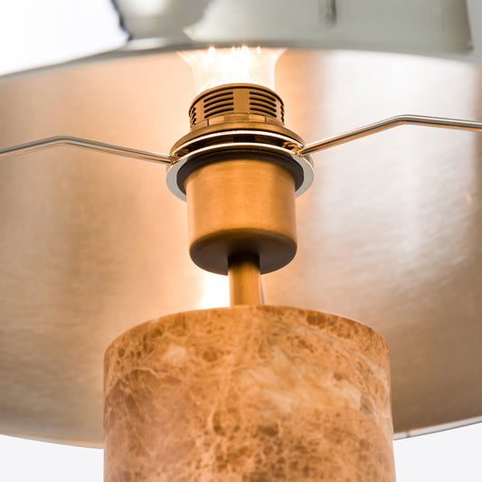 Cusco Beige Marble Table Lamp -  Nickel Shade