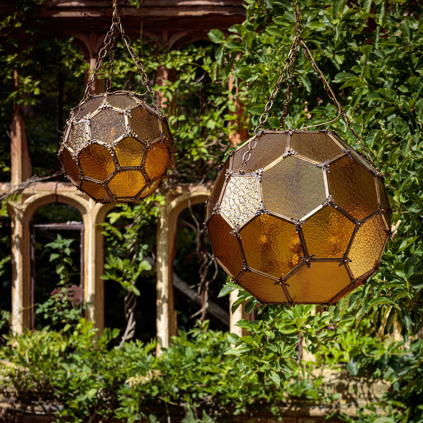 Large Amber Architectural Lantern